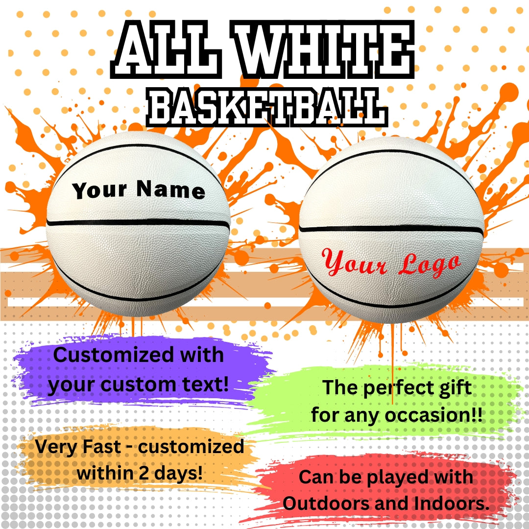 Custom All White No Brand Basketball Features