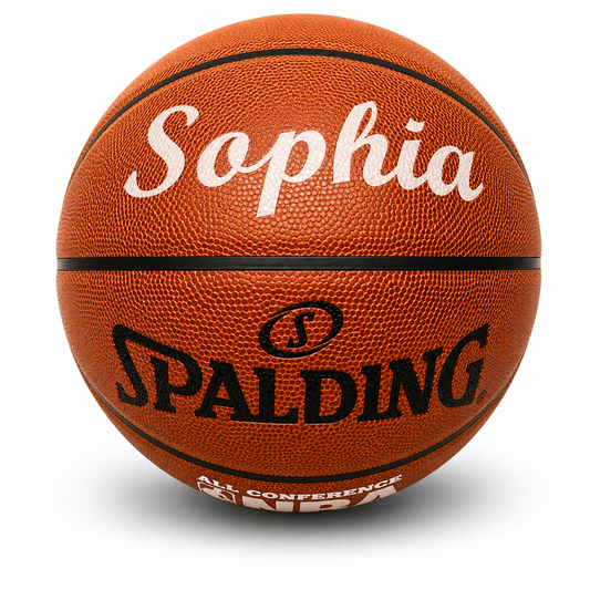 Customized Spalding All Conference Basketball With Custom Name in White Color