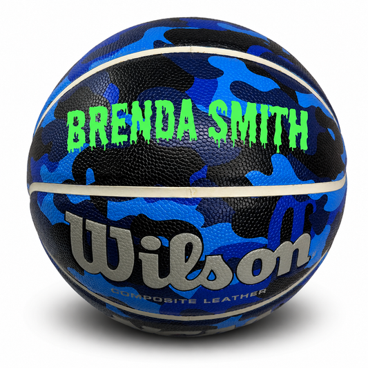 Customized Wilson Blue Camo NCAA Legend Basketball