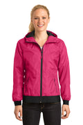 Sport-Tek Women's   Embossed Hooded Wind Jacket