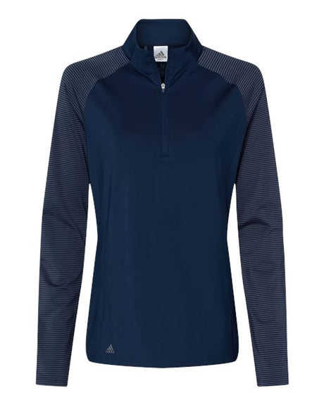 adidas Women's Stripe Block Quarter-Zip Pullover-1