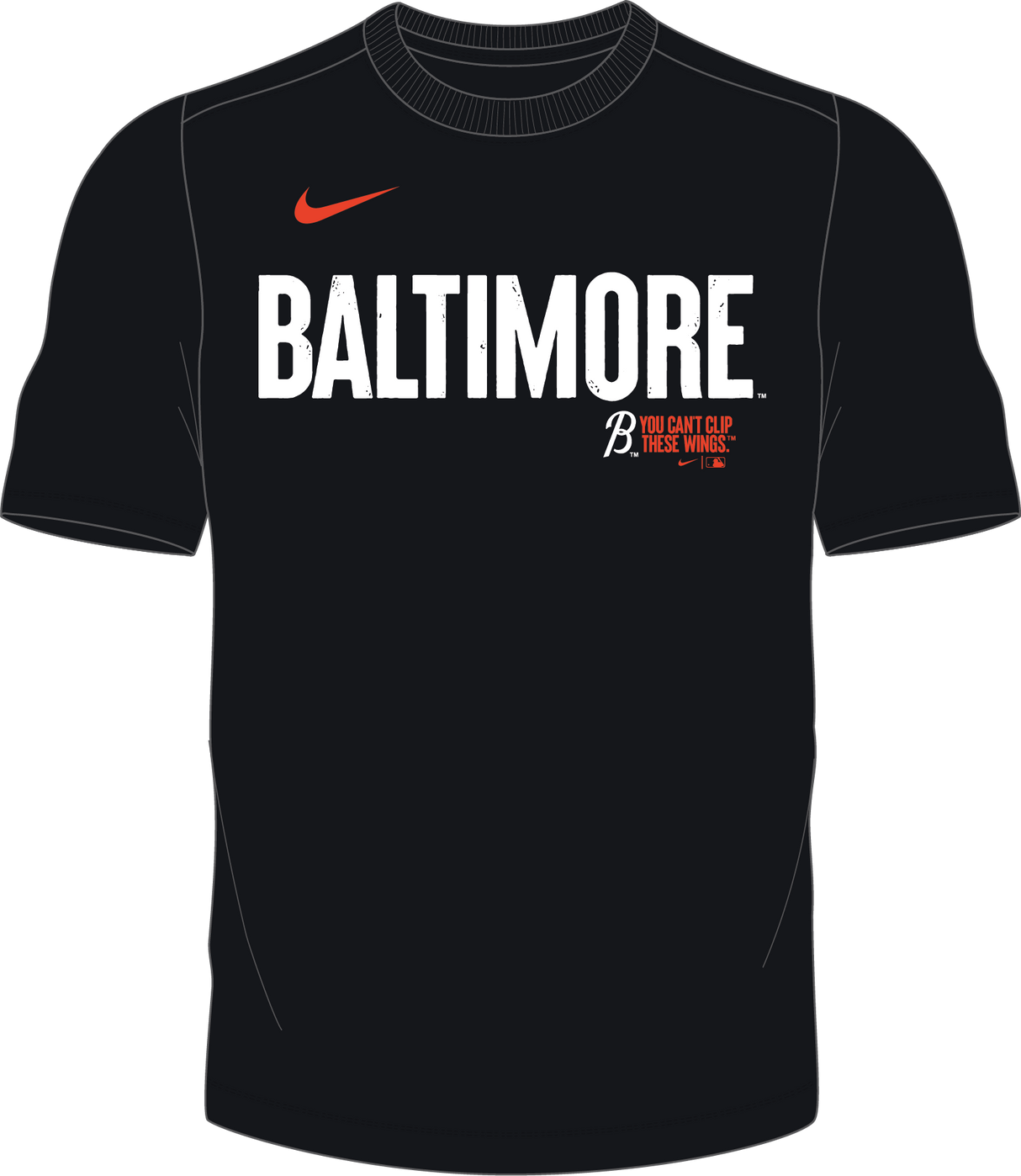 Nike Baltimore Orioles Men's Crew Neck Synthetic City Connect Tee