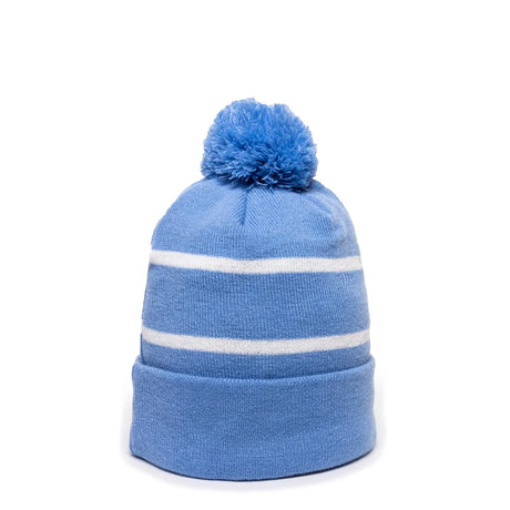 Outdoor Cap KNF-100 Striped Beanie with Black Fleece Lining & Pom-1