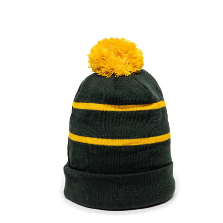 Outdoor Cap KNF-100 Striped Beanie with Black Fleece Lining & Pom-1