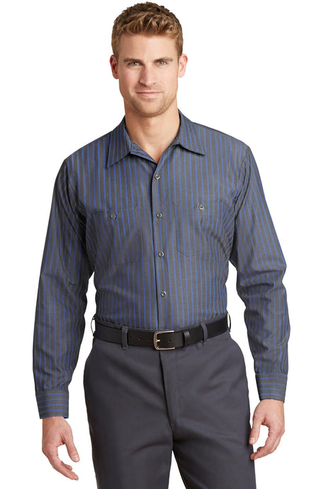 Red Kap Men's   Long Sleeve Striped Industrial Work Shirt