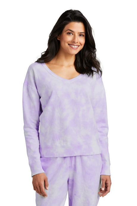 Port & Co Women's   Beach Wash   Cloud Tie-Dye V-Neck Sweatshirt LPC140V