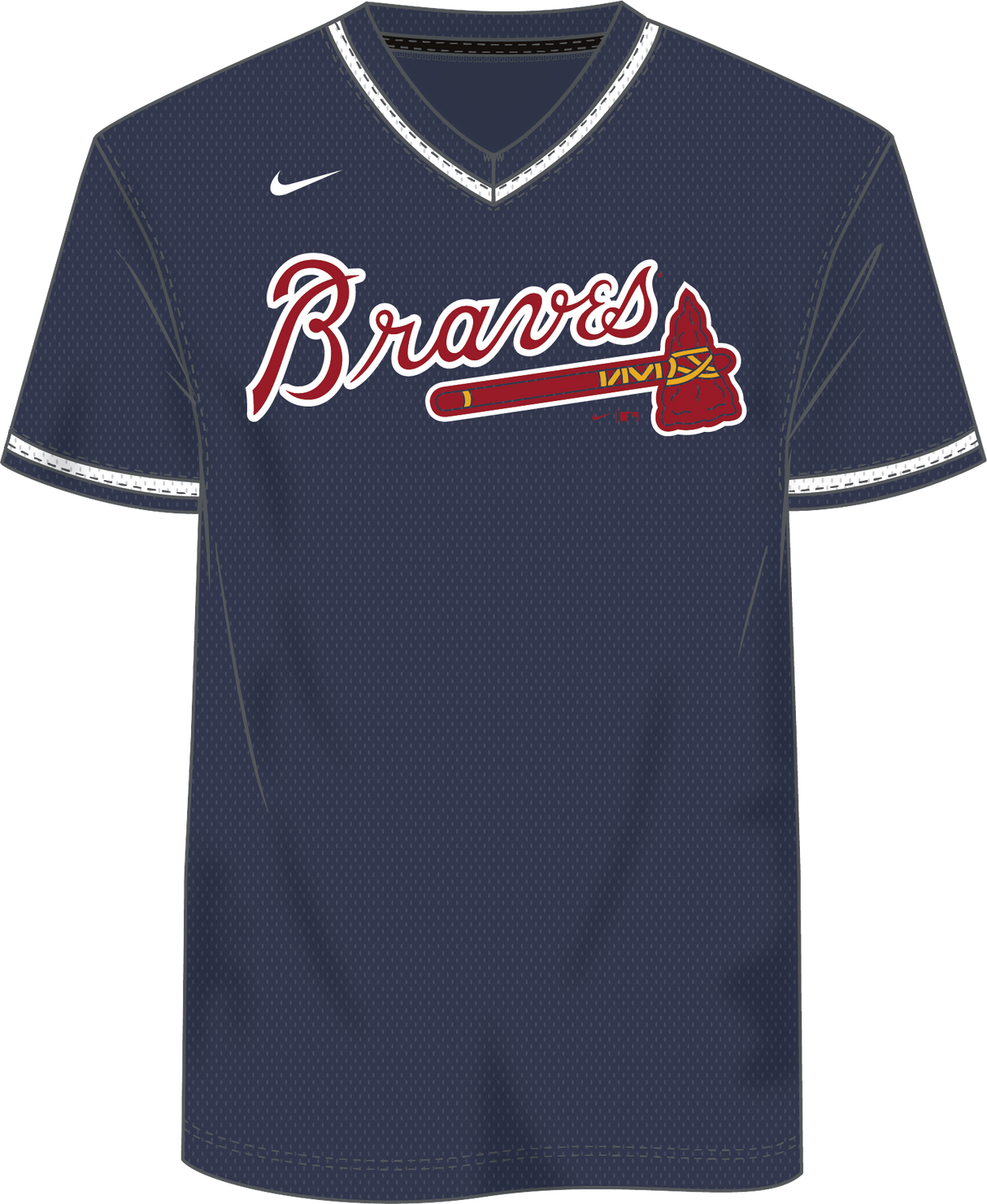 Nike Atlanta Braves Men's Institutional V-Neck Short Sleeve Synthetic Jersey