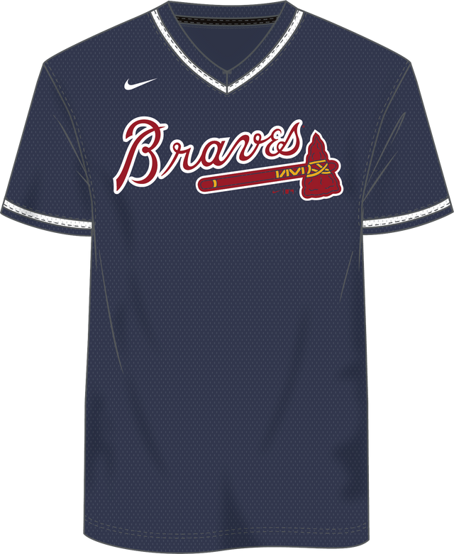 Nike Atlanta Braves Men's Institutional V-Neck Short Sleeve Synthetic Jersey