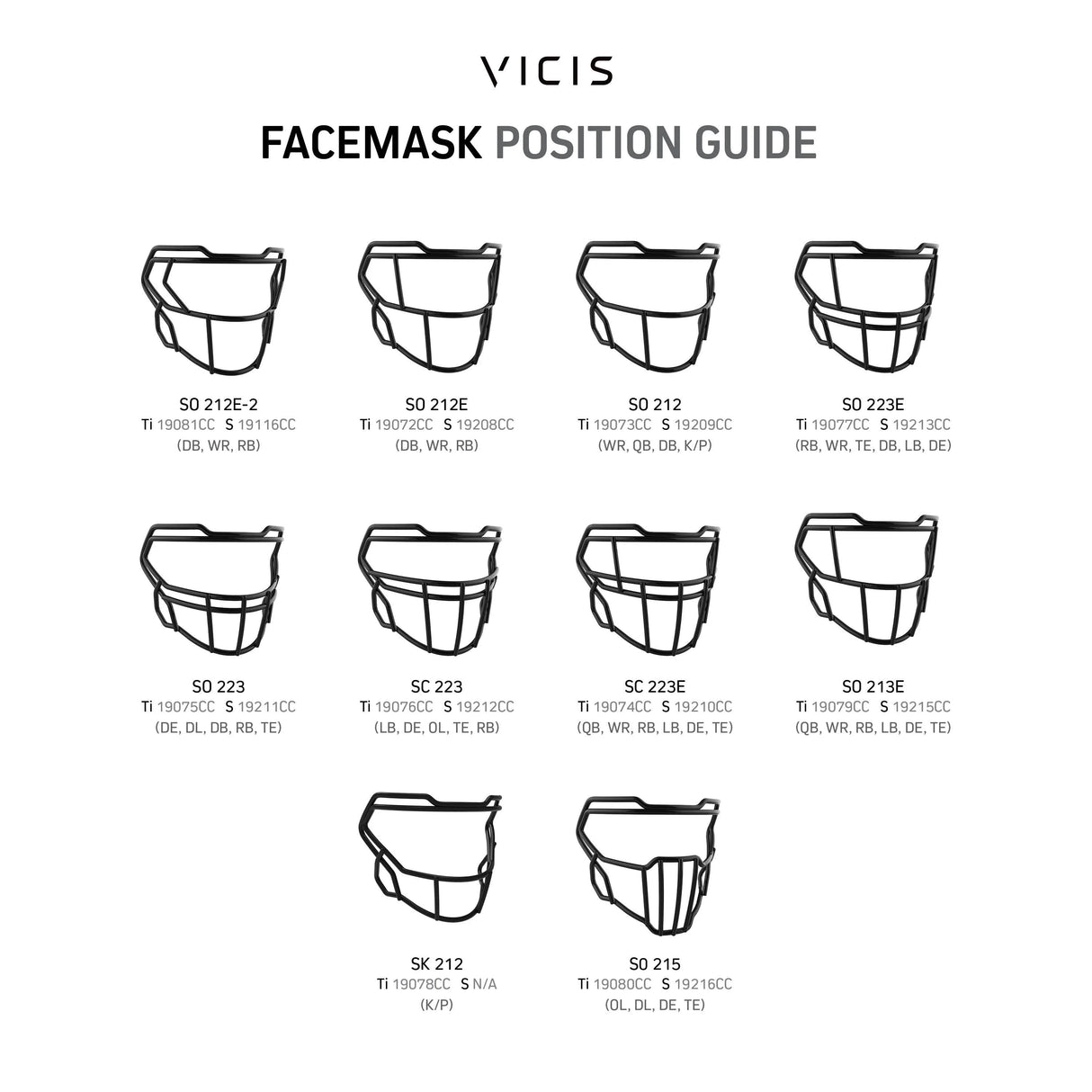 Vicis ZERO2 SO-215T Football Facemask-14