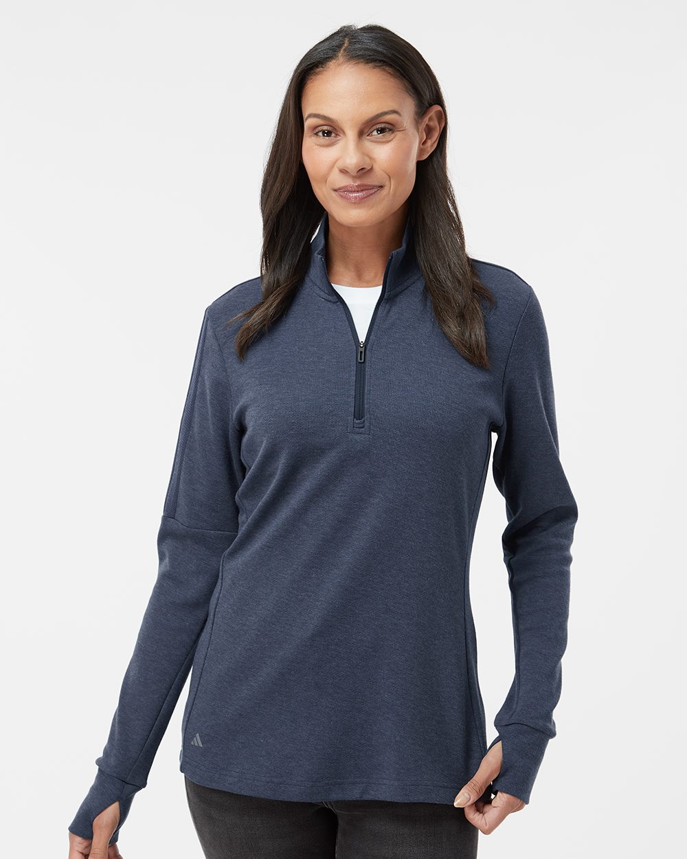 adidas Women's 3-Stripes Quarter-Zip Sweater Pullover