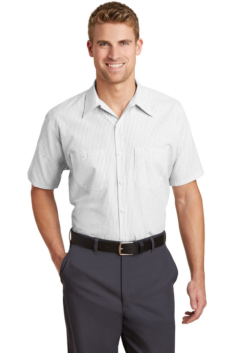 Red Kap Men's Short Sleeve Striped Industrial Work Shirt