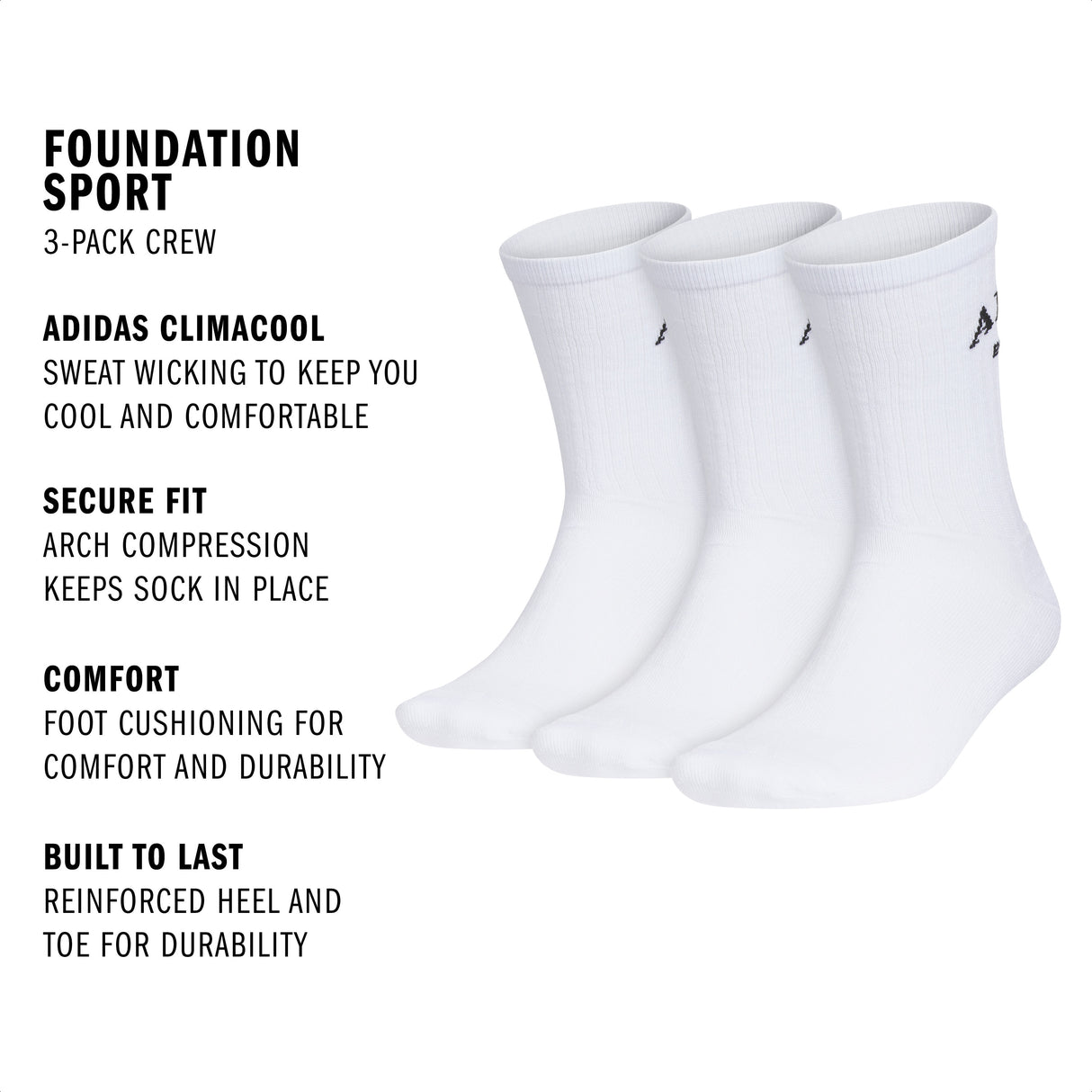 adidas Men's Foundation Sport 3-Pack Crew Sock-2