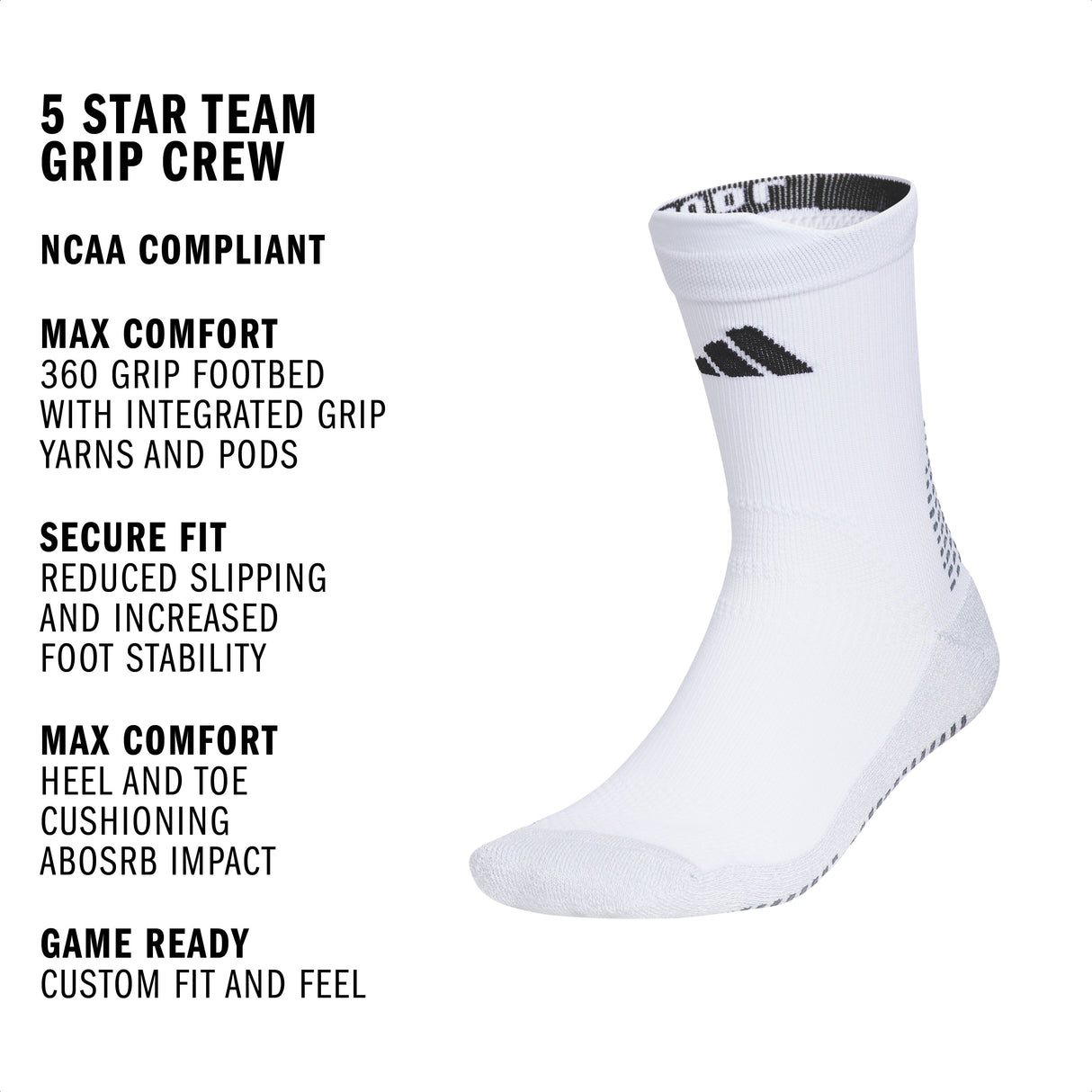 adidas 5 Star Team Grip Crew Sock-2