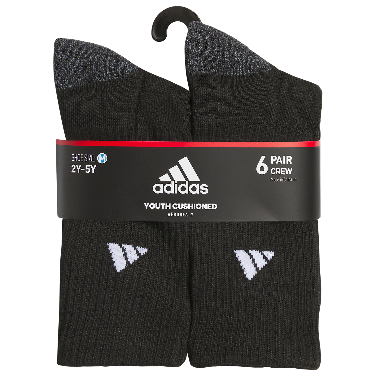 adidas Youth Athletic Cushioned 6-Pack Crew Sock-6