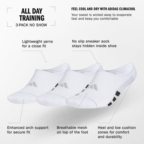 adidas Men's All Day Training 3-Pack Super No Show Sock-2