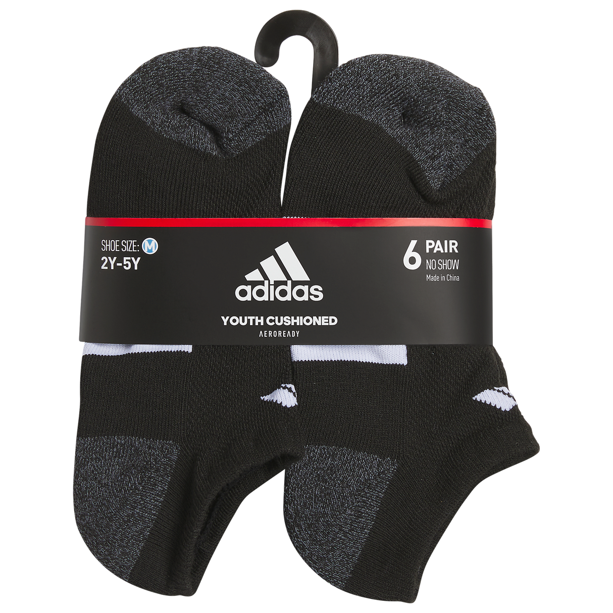 adidas Youth Athletic Cushioned 6-Pack No Show Sock-6