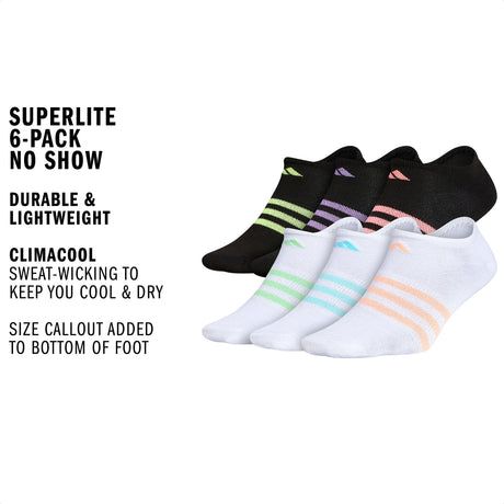 adidas Girl's Superlite 6-Pack No Show Sock-2