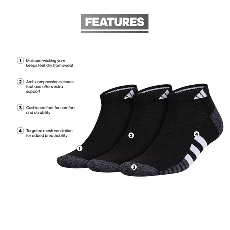adidas Men's Cushioned 3.0 3-Pack Low Cut Sock-2