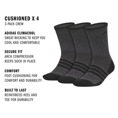 adidas Men's Cushioned X 4 3-Pack Crew Sock-2