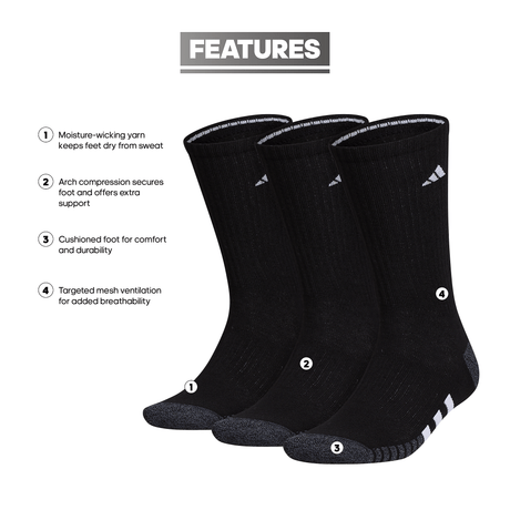 adidas Men's Cushioned 3.0 3-Pack Crew Sock-2