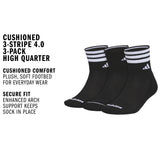 adidas Men's Cushioned 3-Stripe 4.0 3-Pack High Quarter Sock-2