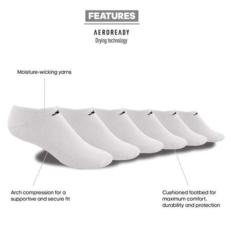 adidas Men's Athletic Cushioned 6-Pack No Show Sock-2