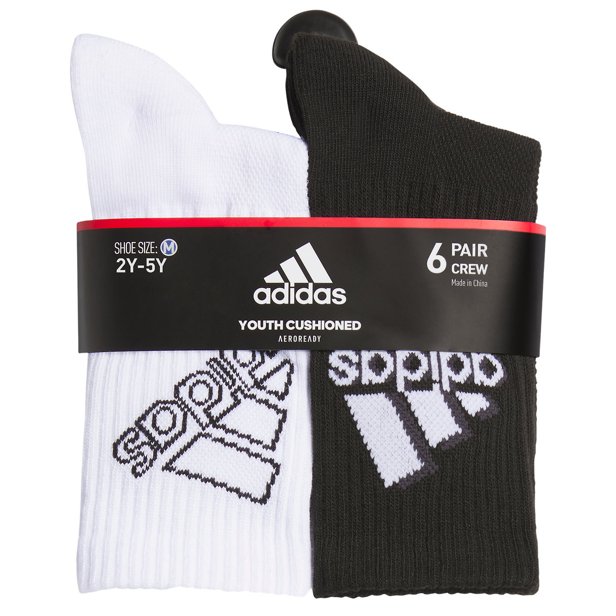 adidas Youth Cushioned Mixed 2.0 6-Pack Crew Sock-6