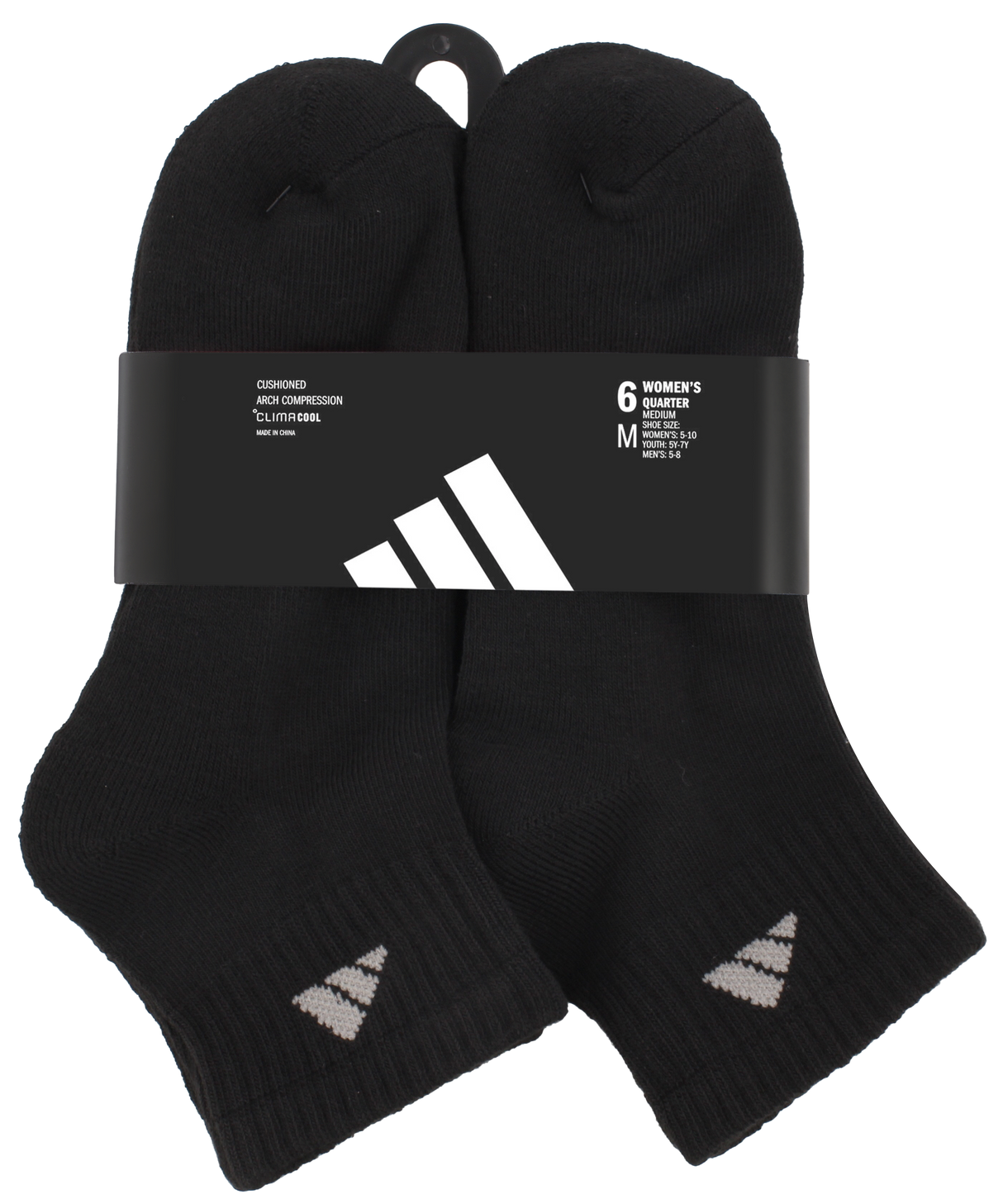 adidas Women's Athletic Cushioned 6-Pack Quarter Sock-9
