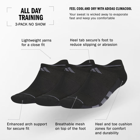 adidas Men's All Day Training 3-Pack No Show Sock-2