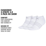 adidas Women's Cushioned 3-Stripe 4.0 3-Pack No Show Sock-2