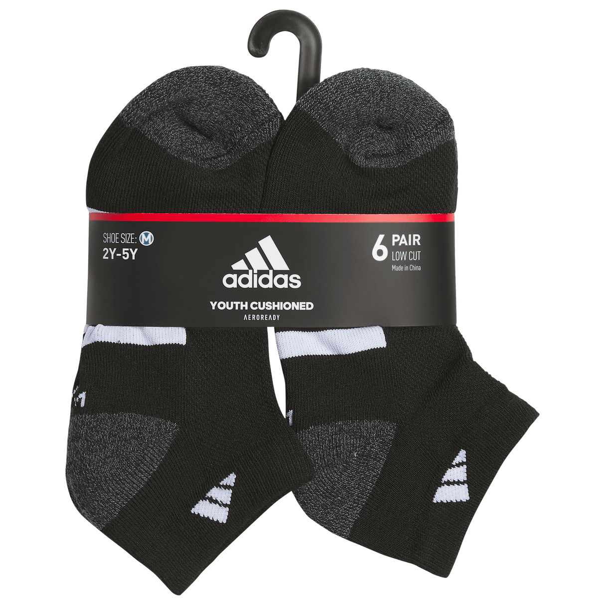 adidas Youth Athletic Cushioned 6-Pack Low Cut Sock-6