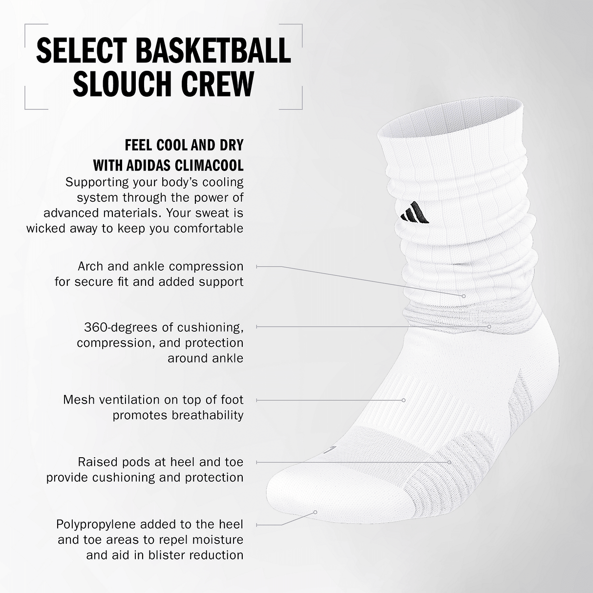 adidas Select Basketball Slouch Crew Sock-2