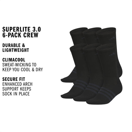 adidas Men's Superlite 3.0 6-Pack Crew Sock-2