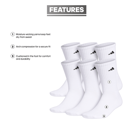 adidas Men's Athletic Cushioned 6-Pack Crew Sock-2