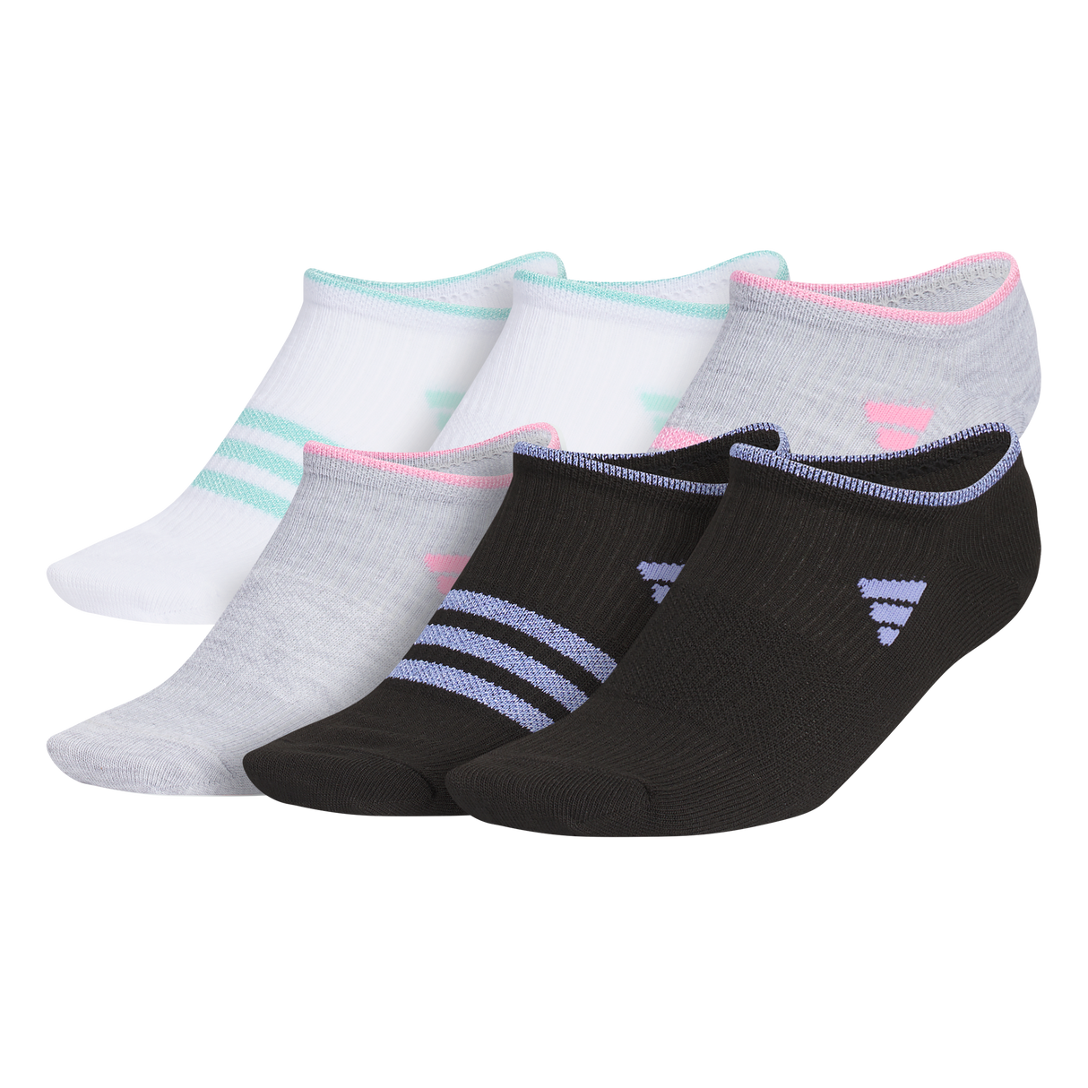 adidas Girl's Superlite 3.0 6-Pack No Show Sock-1