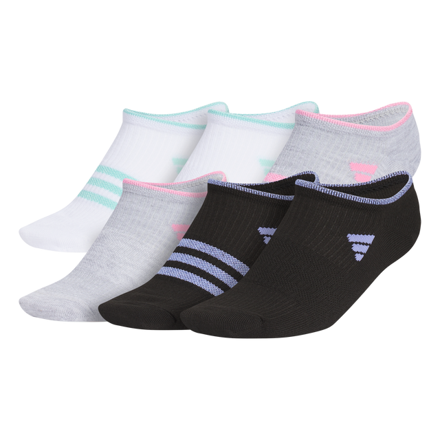 adidas Girl's Superlite 3.0 6-Pack No Show Sock-1