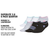 adidas Girl's Superlite 3.0 6-Pack No Show Sock-2