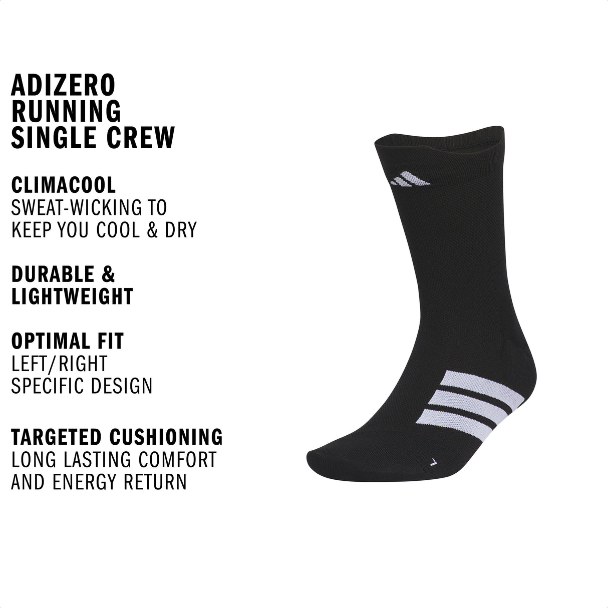 adidas Unisex Adizero Running Single Crew Sock-2