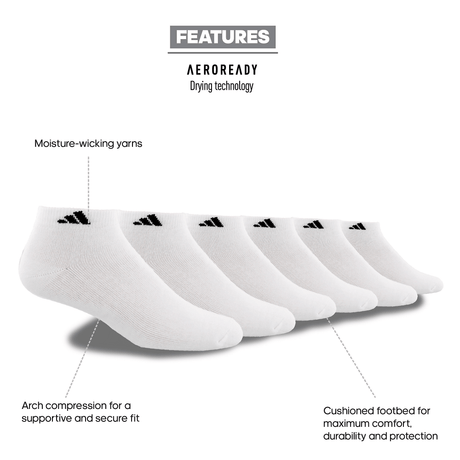 adidas Men's Athletic Cushioned 6-Pack Low Cut Sock-2