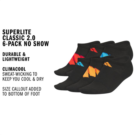 adidas Youth Superlite Classic 2.0 6-Pack No Show Sock-2