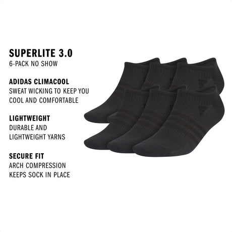 adidas Men's Superlite 3.0 6-Pack No Show Sock-2