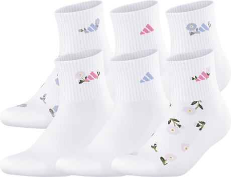 adidas Girl's Cushioned Graphic 2.0 6-Pack Quarter Sock-1