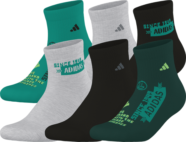 adidas Youth Cushioned Graphic 6-Pack Quarter Sock-1