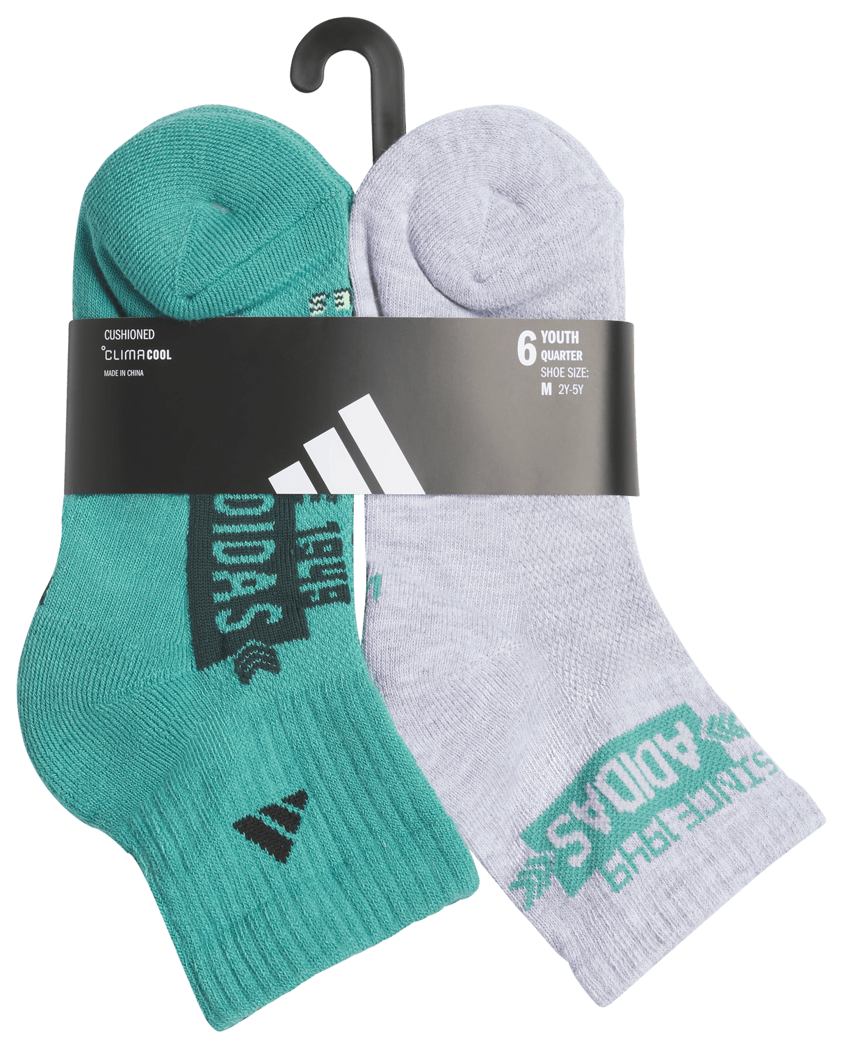 adidas Youth Cushioned Graphic 6-Pack Quarter Sock-6