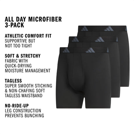 adidas Men's All Day Microfiber 3-Pack Boxer Brief-2