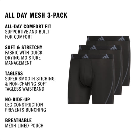 adidas Men's All Day Mesh 3-Pack Boxer Brief-2