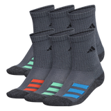 adidas Youth Cushioned Angle Stripe 6-Pack Crew Sock-1
