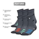 adidas Youth Cushioned Angle Stripe 6-Pack Crew Sock-2