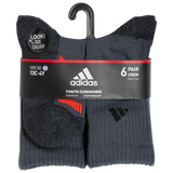 adidas Youth Cushioned Angle Stripe 6-Pack Crew Sock-6