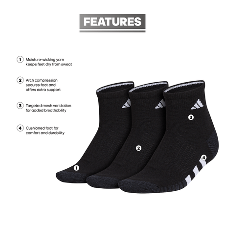 adidas Women's Cushioned 3.0 3-Pack Quarter Sock-2